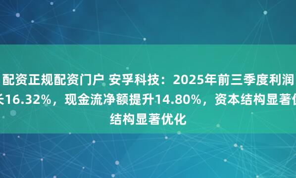 配资正规配资门户 安孚科技：2025年前三季度利润增长16.32%，现金流净额提升14.80%，资本结构显著优化